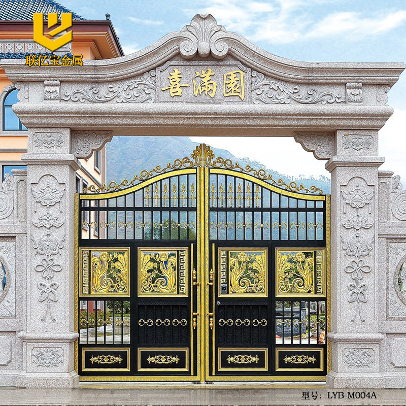 厂家批发别墅铝艺大门烤漆防锈不锈钢乡村庭院双开门折叠防盗