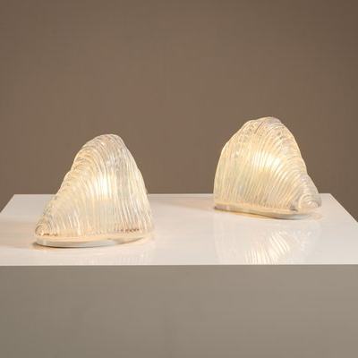透明玻璃装饰台灯现代简约卧室客厅创意波纹灯罩台灯氛围台灯设计