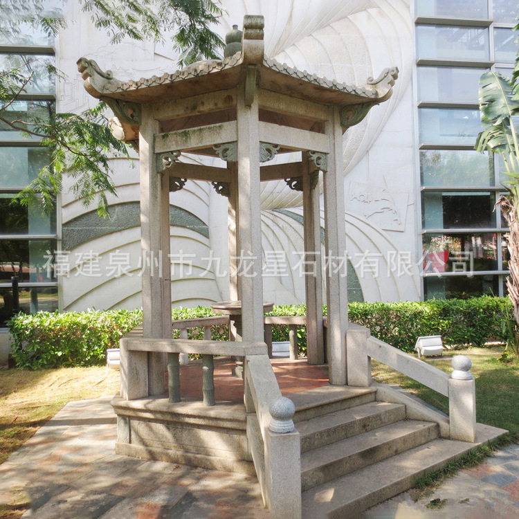 石亭子花岗岩石凉亭公园小区大理石美丽乡村六角凉亭长廊景观雕塑