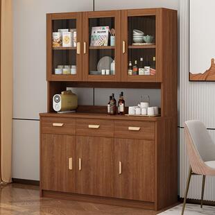 餐边柜子酒柜现代简约实木色客厅靠墙家用碗柜储物玻璃橱柜备
