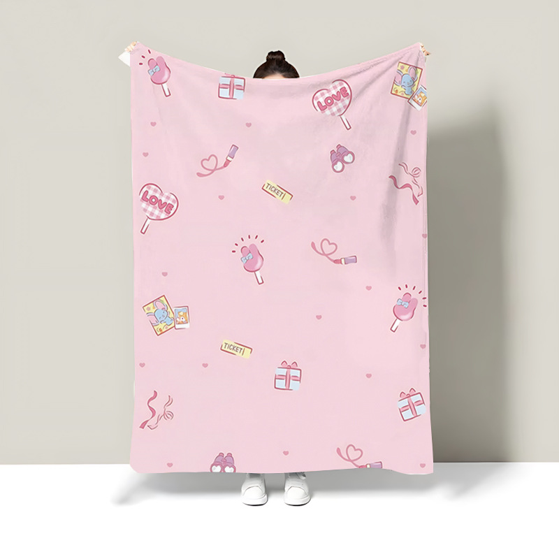 玉桂狗法兰绒办公室午睡盖毯子