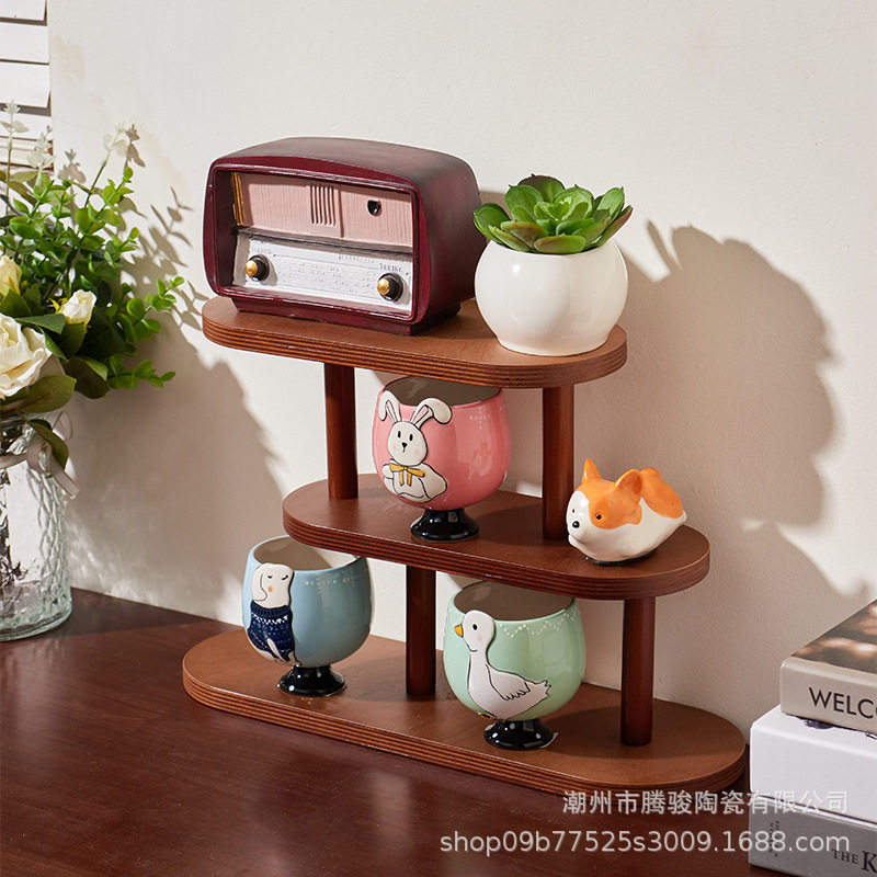 杯架置物架博古架桌面茶杯水杯咖啡杯茶具收纳桌面茶杯架子摆件架