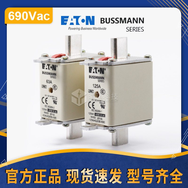 BUSSMANN巴斯曼熔断器NH00NHG00B-690V过载保护快速方型熔断器