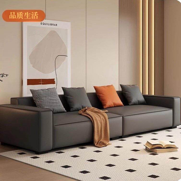 意式极简豆腐块沙发客厅现代简约轻奢科技布三人位小户型直排沙发