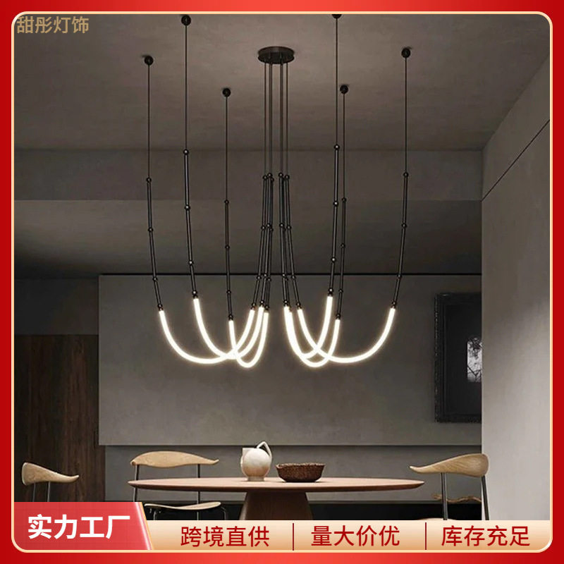 意大利极简轻奢别墅客厅餐厅设计师款复式楼lotf创意竹节吊灯