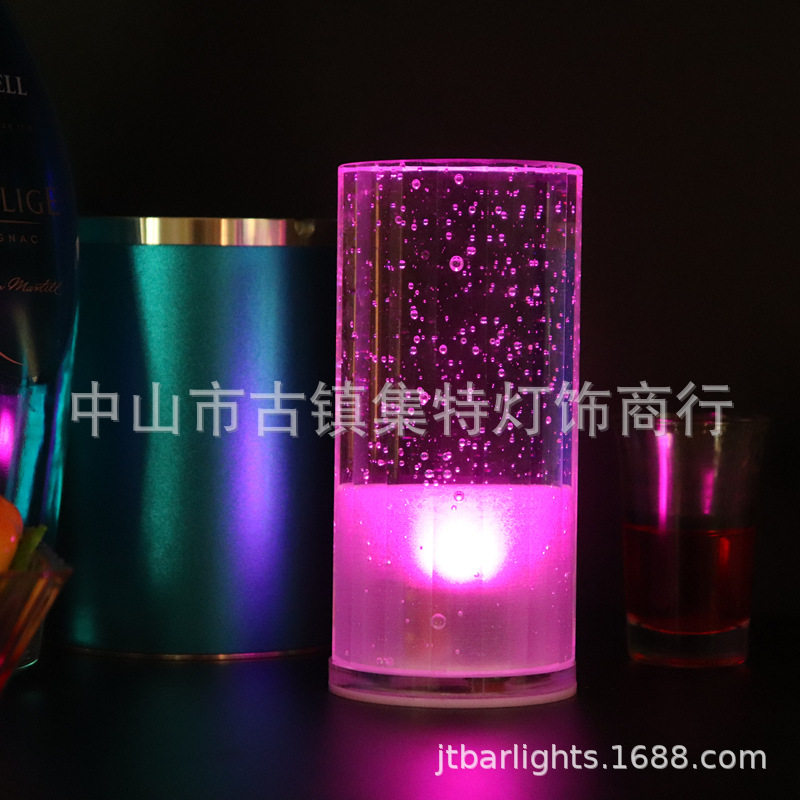 LED充电烛台灯 酒吧灯吧台灯 充电圆柱水晶蜡烛灯 LED充电烛台灯