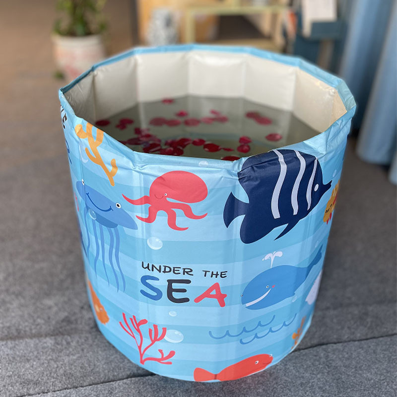 可折叠沐浴桶家用儿童游泳浴池便携款加厚泡澡桶印花浴桶