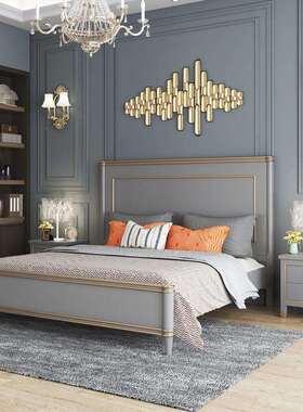 美式轻奢实木床主卧1.8m双人大床白色婚床法式复古黑色储物高箱床