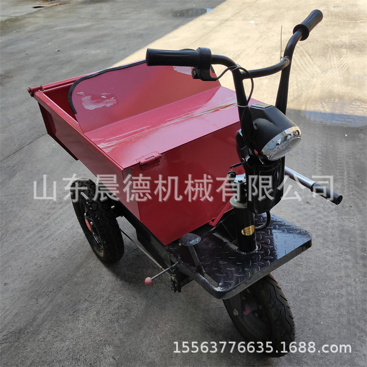 手推三开门工程电动车 柴油汽油农用独轮灰斗车