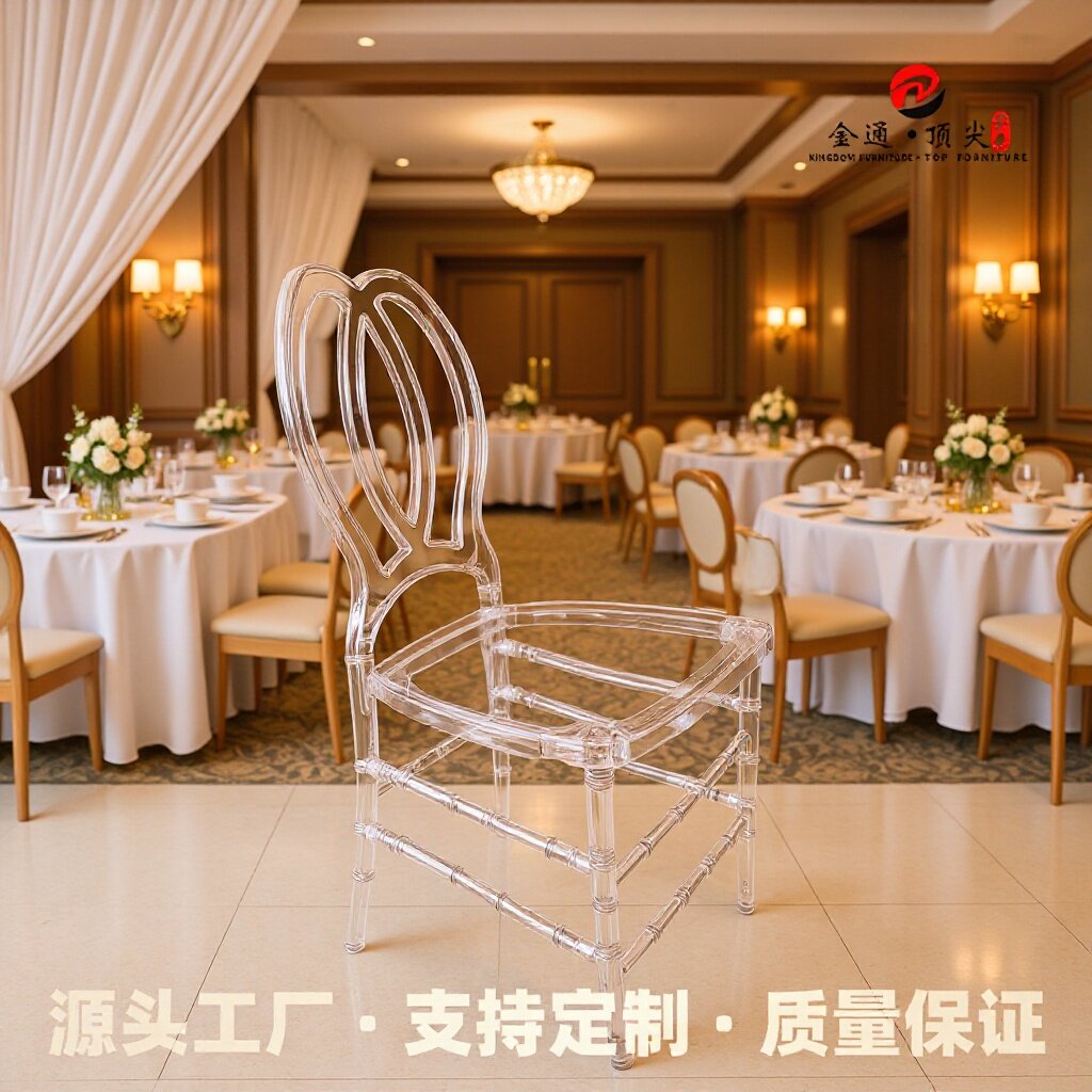户外婚礼工程定制水晶椅 蝴蝶背椅子 婚宴餐椅宴会椅 透明竹节椅