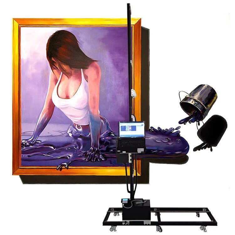 3D墙体喷绘机彩绘机全自动调平双喷头美墙4D打印机绘画机