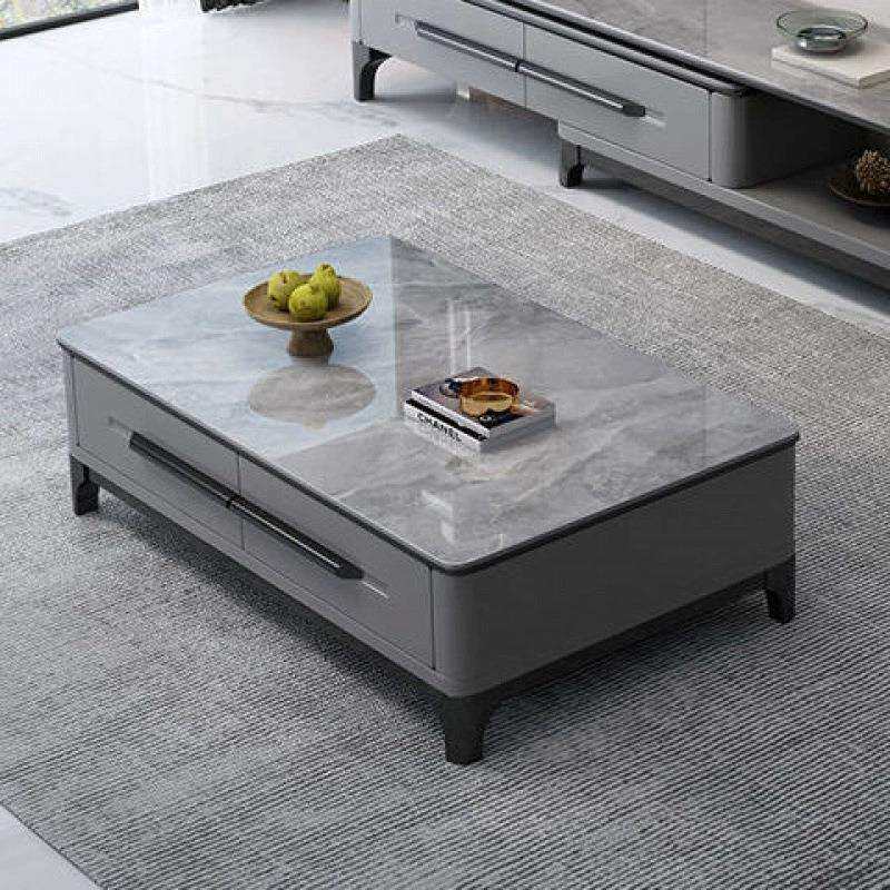 思樊岩板茶几电视柜组合可伸缩简约茶几家用客厅新款储物茶桌茶