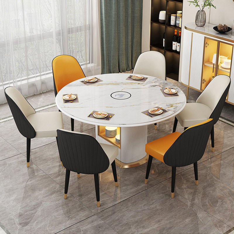 带电磁炉餐桌可伸缩小户型省空间折叠桌子轻奢岩板餐桌椅组合