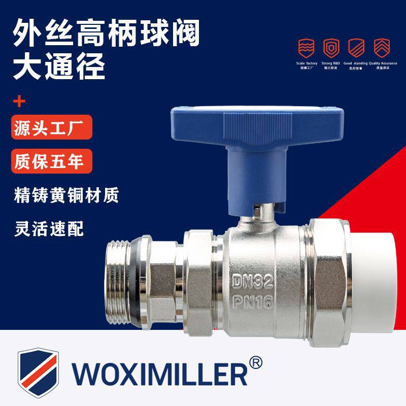 水箱大流量高杆球阀内外丝双活接球阀全通径两联供阀门加厚阀体