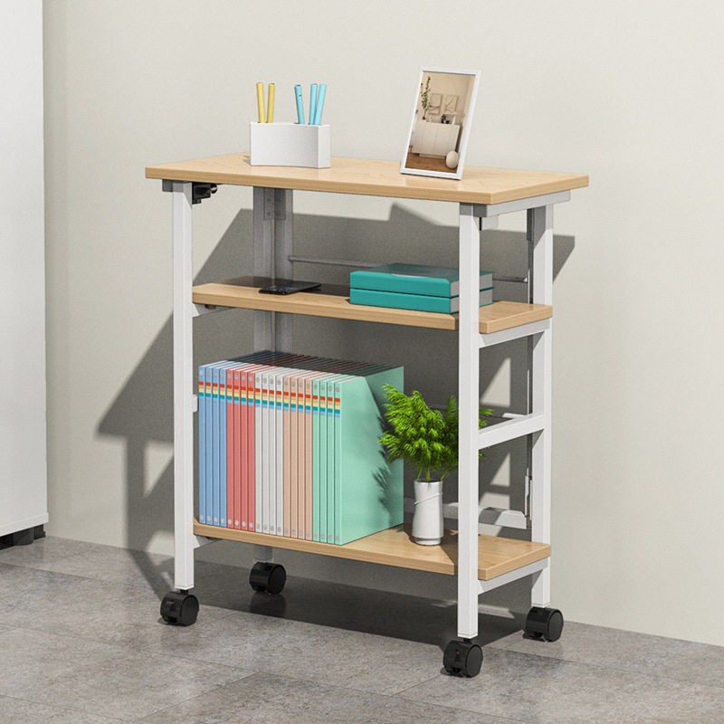 办公室置物架桌下折叠多层收纳架文件柜可移动书架桌边带轮储物柜