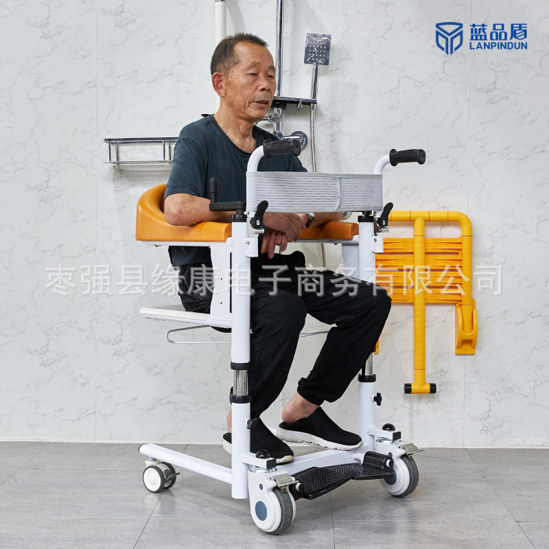 移位椅可调节高度带坐便刹车手动家用护理移位机多功能老人移位机