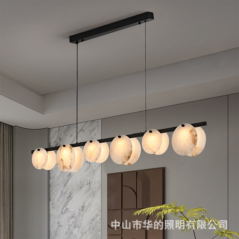 云石全铜餐厅灯长条一字吊灯饭厅餐桌创意个性艺术现代简约吧台灯