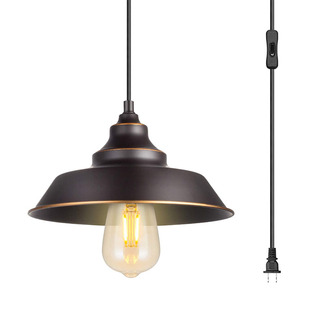 室内吊灯 复古黑色饰面天花板吊灯 带开/关开关的插头线