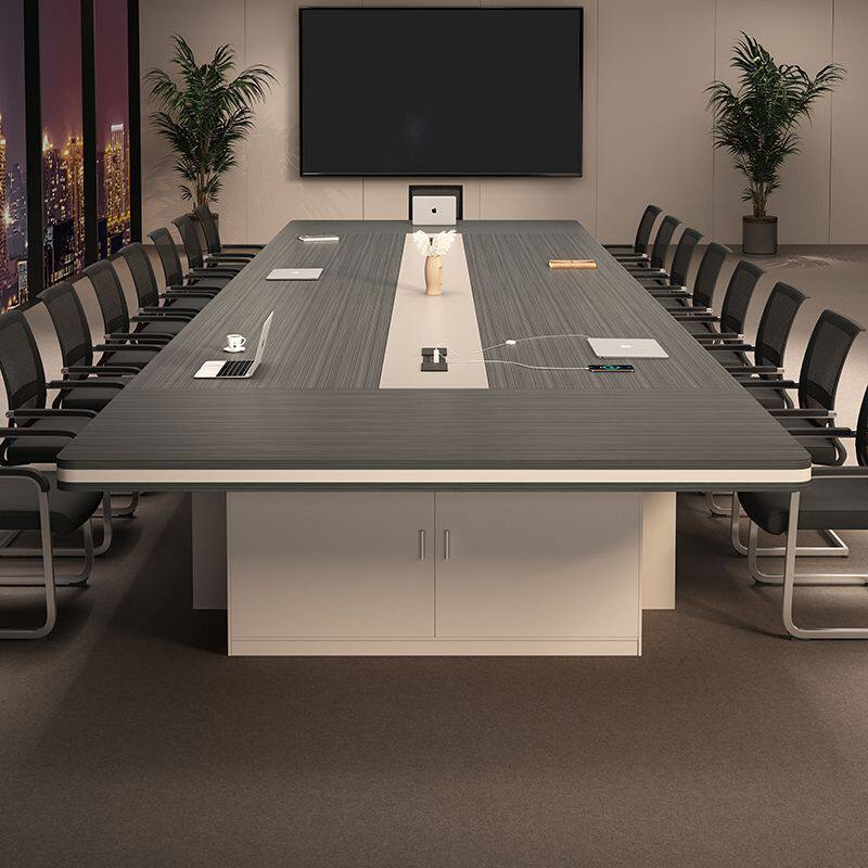 轻奢会议桌长桌简约现代会议室员工培训条桌大型开会办公桌椅组合