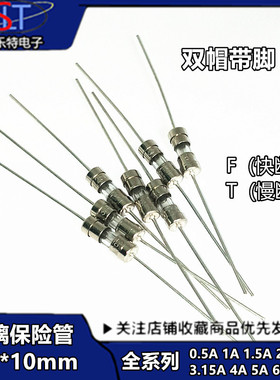 3.6*10mm双帽保险丝管带引脚TF0.5/1/1.5/2/3/3.15/4/5/1L250V