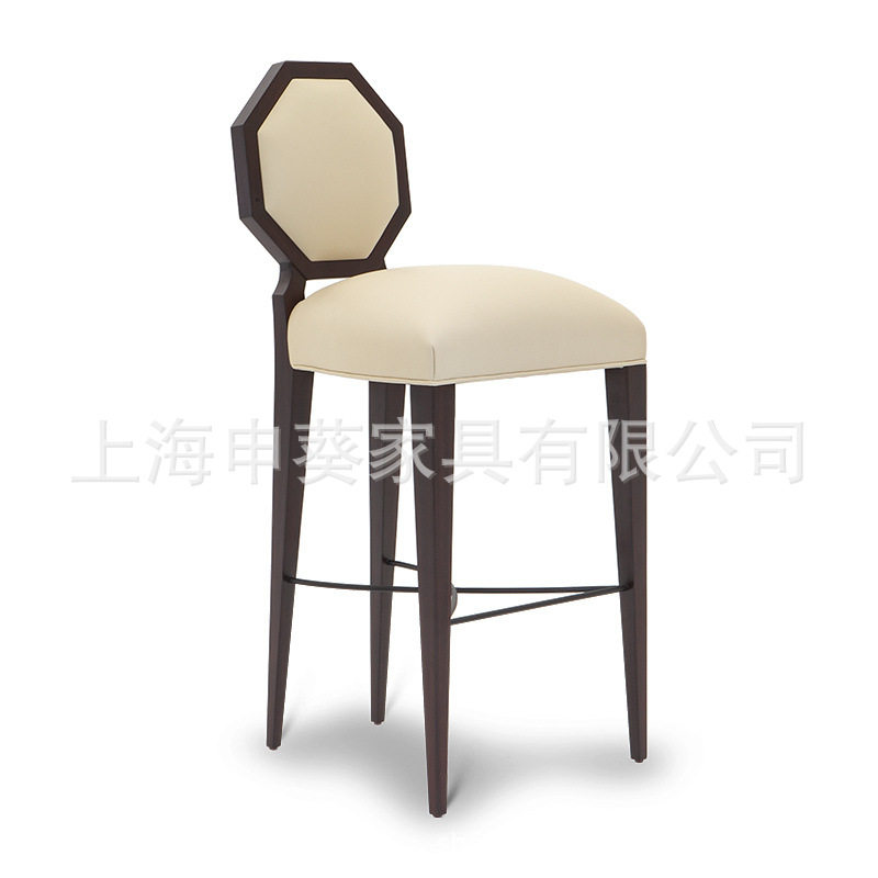 美式乡村简约轻奢餐椅现代餐厅咖啡厅靠背高脚椅吧台椅别墅样板