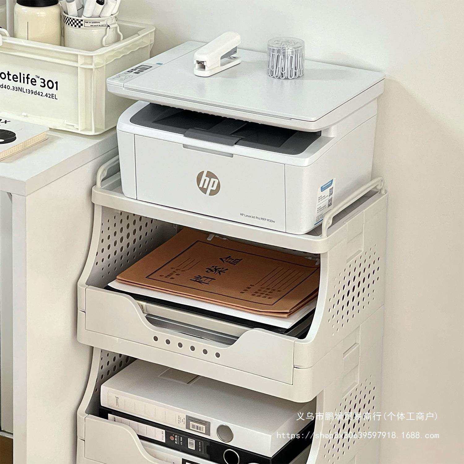 办公室打印机置物架落地小推车文件收纳架桌下多层可移动储物架子