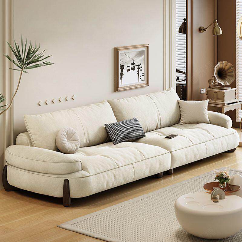 意式轻奢极简猫抓皮沙发客厅简约家用小户型现代大直排奶油风沙发