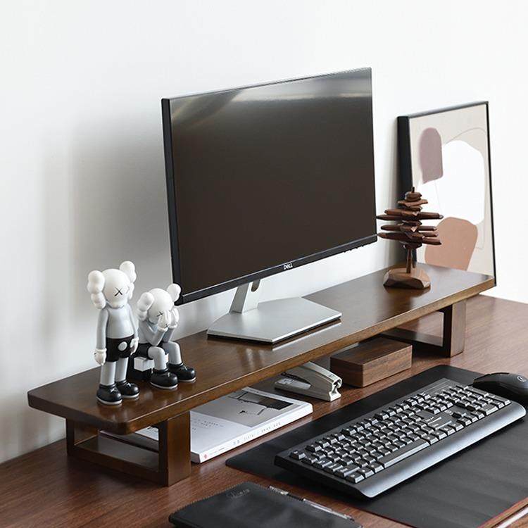 实木电脑显示器增高架办公室桌面隔板托架台式电脑支架收纳置物架