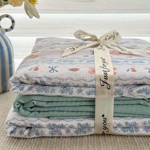 A类母婴级纯棉双层纱床上用品四件套全棉床单被套学生宿舍三件套4