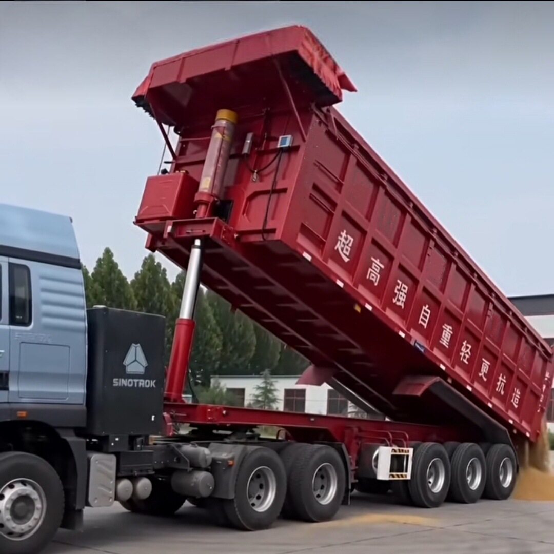 9米一体后翻自卸半挂车 高箱后翻自卸挂车 骨架箱式后翻自卸车