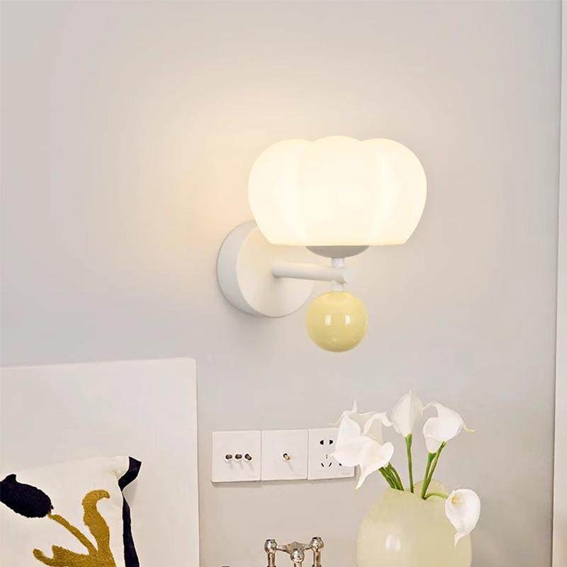 卧室壁灯现代简约床头墙灯奶油风南瓜过道灯温馨浪漫儿童房间灯饰