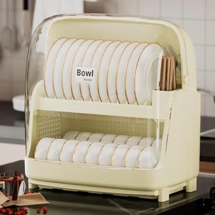 大号厨房碗碟收纳架带盖放餐具的碗架置物柜子家用沥水碗筷收纳盒