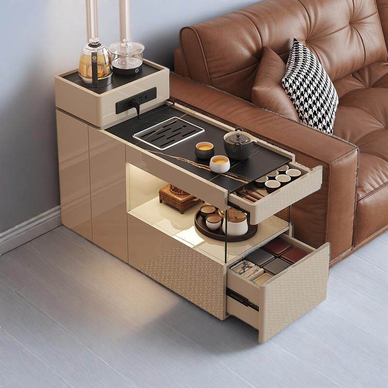 客厅移动小户型沙发轻奢多功能新款高级侧边实木边柜茶几泡茶一体
