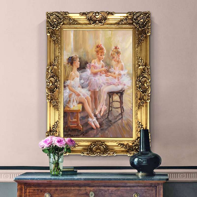 世界名画芭蕾舞装饰画印象派手绘人物油画欧式玄关儿童房卧室壁画图片