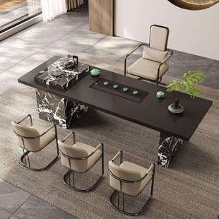 岩板茶台茶桌椅组合意式 岛台茶桌 极简高级感现代烧水壶一体嵌入式