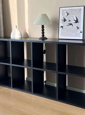 黑色中古风卡克来格子柜书柜幼儿园格子柜家用落地书架客厅储物柜