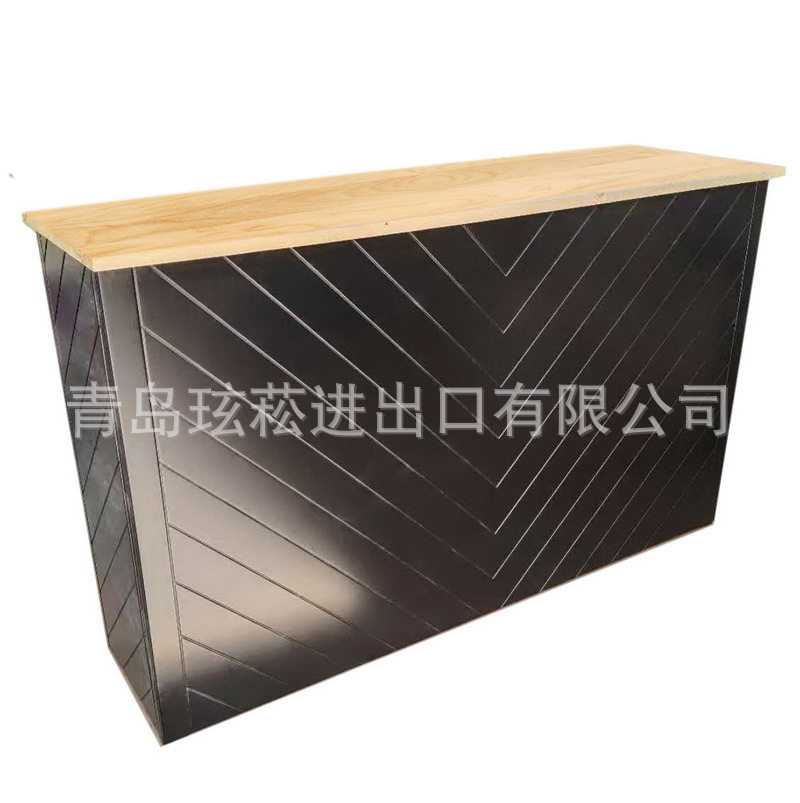 黑色实木折叠吧台桌自助餐台吧台 户外可折叠吧台桌折叠餐桌台