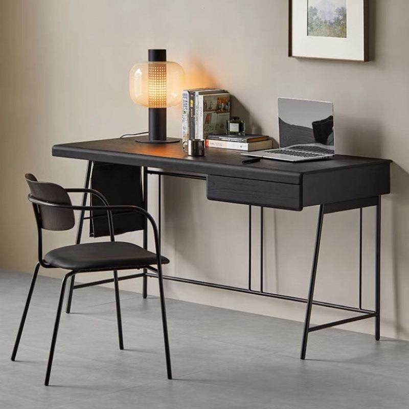 意式极简书桌轻奢现代简约设计师家用办公桌书房北欧实木电脑桌子