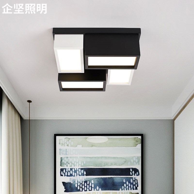 现代简约卧室吸顶灯黑白组合客厅灯酒店餐厅吸顶灯阳台书房吸顶灯