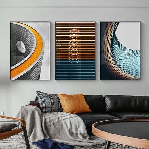 现代抽象玄关装饰画建筑创意挂画大幅大尺寸轻奢客厅走廊过道壁画