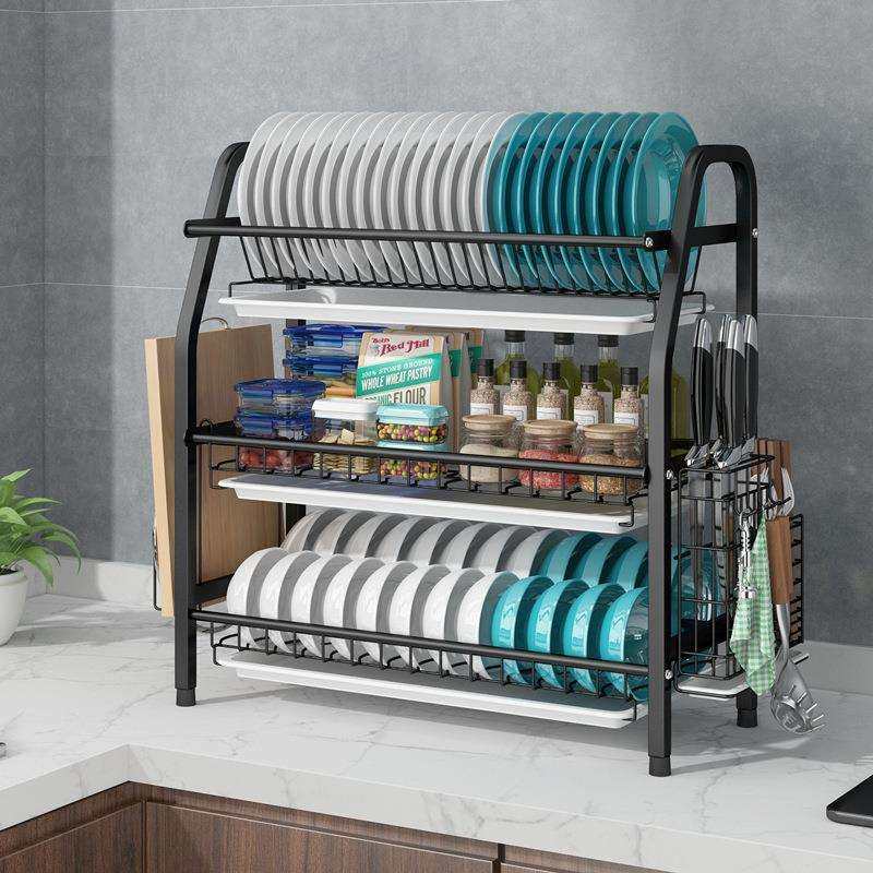 304不锈钢放碗架沥水架厨房置物架碗筷碗碟收纳架双层三层晾碗架