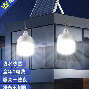 太阳能灯泡一拖二超亮大功率家用室内卧室客厅照明户外防水庭院灯