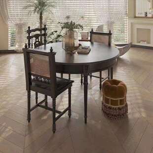 法式纯实木餐桌小户型美式中古风圆形一桌四椅原木餐厅饭桌组合