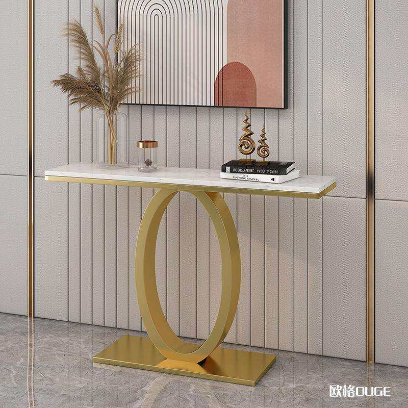 铁艺大理石玄关桌轻奢现代简约玄关台靠墙窄条案玄关柜入户端景台