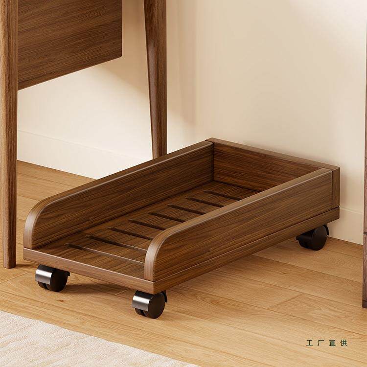 实木电脑主机托架移动增高底座办公桌下置物架加宽台式机箱收纳架