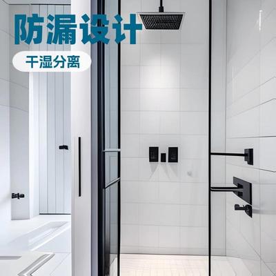 淋浴房一字型整体卫生间干湿分离浴屏玻璃移门隔断推拉门