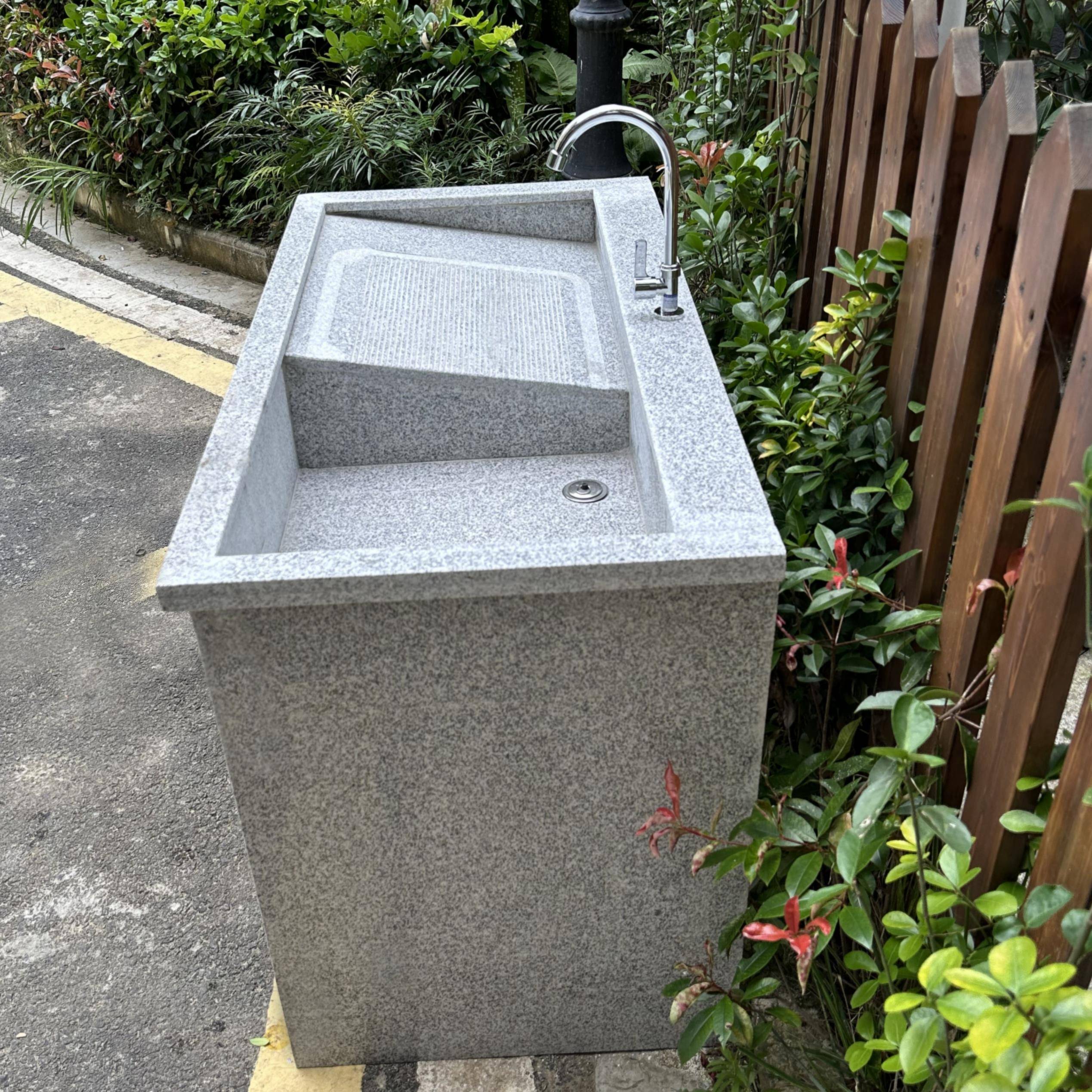 天然花岗岩洗衣池带搓衣板户外庭洗水池水槽洗手台盆底座一体设计