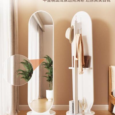 旋转全身镜子带物挂衣架一型体设计可移动角落WKN小户穿衣落置地