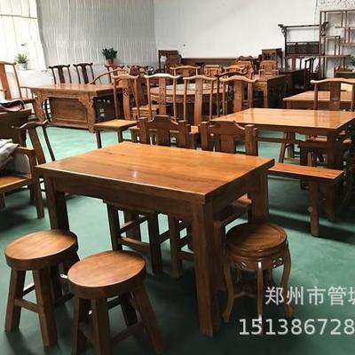 实木餐桌松型木餐家桌饭店15641餐椅组合小户用桌一桌四椅快餐面