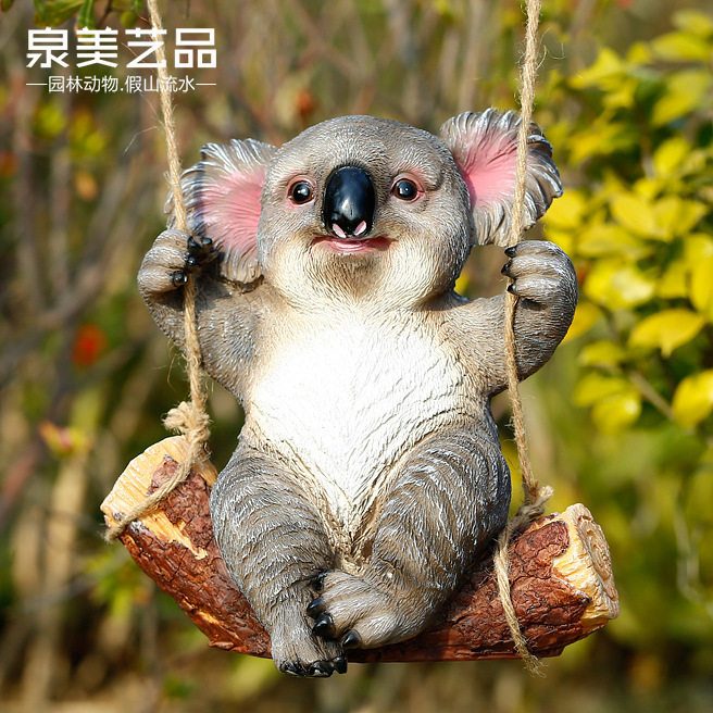 花园庭院阳台装饰品田园创意家居饰品仿真小动物吊件熊猫考拉摆件